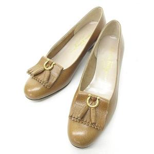ガンチーニ タッセル パンプス レザー キャメル 茶 ブラウン 6C 約23cm 0218 ECR17