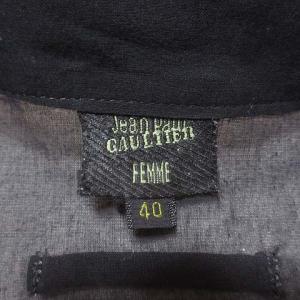 Jean Paul GAULTIER FEMME 半袖 ブラウス 黒 ブラック ギャザー 40 L コットン ECR17 X 0217