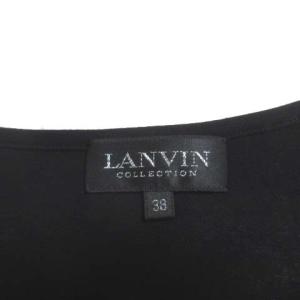 LANVIN COLLECTION 半袖 カットソー スパンコール ハートシェイプドネック 黒 ブラック 38 M コットン ECR17