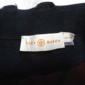 TORY BURCH ニット セーター 長袖 ボーダー アシンメトリー ウール ボルドー ネイビー 紺 XS