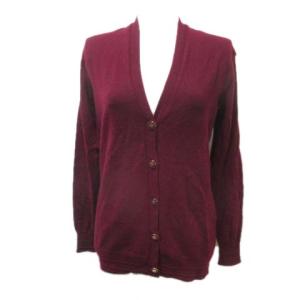 長袖 ニット カーディガン メリノウール ボルドー XS