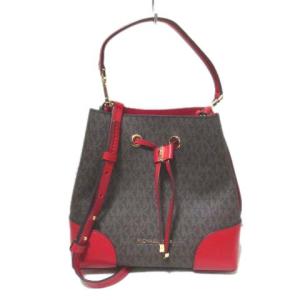 ショルダーバッグ 2way ハンドバッグ 総ロゴ 茶 赤 ブラウン レッド ECR17 X 0218