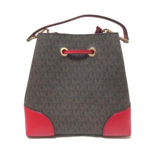 MICHAEL KORS ショルダーバッグ 2way ハンドバッグ 総ロゴ 茶 赤 ブラウン レッド ECR17 X 0218