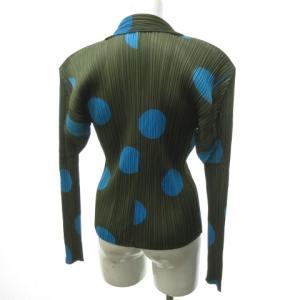 PLEATS PLEASE ISSEY MIYAKE ISSEY MIYAKE PP86-JK524カーディガン シャツ ドット 長袖 カーキ