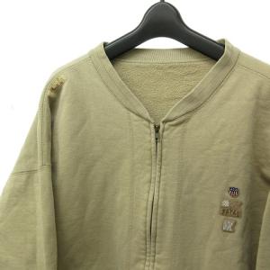 Papas スウェットジャケット ブルゾン トレーナー ワッペン 長袖 コットン ベージュ L 0217 ECR17