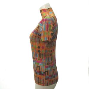 PLEATS PLEASE ISSEY MIYAKE ハイネックカットソー プリーツ 図形柄 3 オレンジ