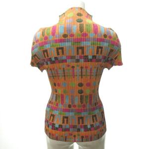 PLEATS PLEASE ISSEY MIYAKE ハイネックカットソー プリーツ 図形柄 3 オレンジ