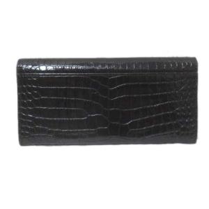 FURLA 財布 黒 長財布 レザー クロコ型押し ブラック 小銭入れあり ECR17 X 0223