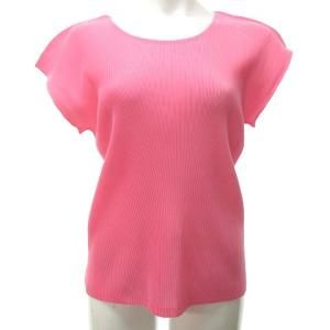 PLEATS PLEASE ISSEY MIYAKE イッセイミヤケ ISSEY MIYAKE 美品 ノースリーブ カットソー 袖なし 無地 日本製 ピンク 3 M位 ECR17