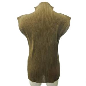 ISSEY MIYAKE 美品 90s 97SS プリーツ加工 カットソー ブラウス ハイネック フレンチスリーブ 茶 ブラウン M ECR17 0223