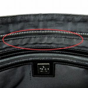 FENDI ヴィンテージ ハンドバッグ トートバッグ ズッカ柄 FFロゴ プレート ナイロン 黒 ブラック ECR17 0223