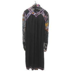 LEONARD ベルト付 ワンピース 長袖 花柄 ウール×シルク 黒 L ECR17