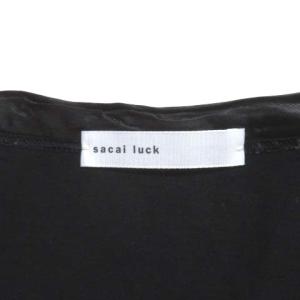 sacai luck Ｔシャツ タグ付き カットソー 7分袖 七分袖 黒 ブラック 2 M コットン 胸ポケット X