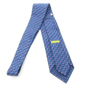 BVLGARI 美品 ネクタイ レギュラータイ 総柄 象柄 ゾウ ぞう 裏地ハート柄 イタリア製 シルク 紺 ネイビー 青 ブルー 紫 パープル