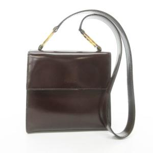 ショルダーバッグ エナメル パテント ロゴ 茶 ブラウン 0220 ECR17