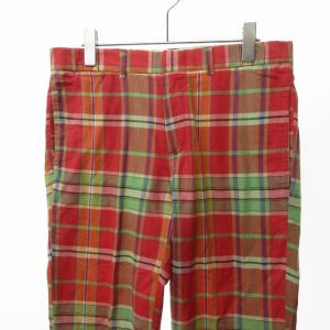 POLO RALPH LAUREN タグ付き チェック柄 パンツ スラックス コットン 赤 レッド 緑 グリーン マルチ 30インチ 76cm 0224