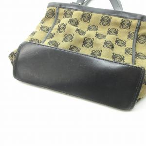 LOEWE アナグラム 総柄 ハンドバッグ キャンバス×レザー ゴールド金具 ベージュ 黒 ブラック 0222 ECR17