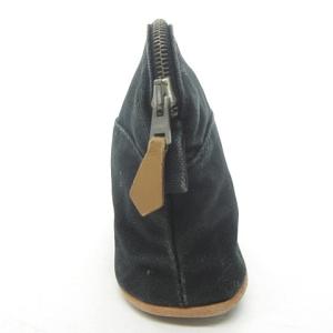 HERMES ポロションミミル ポーチ 小物入れ ロゴ ステッチ キャンバス 黒 ブラック 0325 ECR17