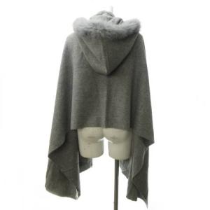 GRACE CONTINENTAL カシミヤ100％ フォックスファー付き ポンチョ 灰 グレー F 0322 ECR17