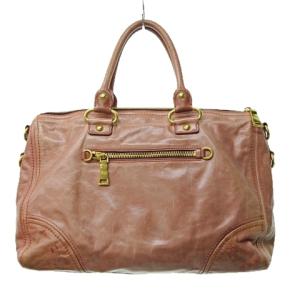 PRADA ショルダーバッグ ハンドバッグ BL0678 2WAY レザー ロゴ プレート ピンク ベージュ 系 ECR17 0224