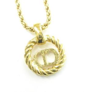 Christian Dior ネックレス CDロゴ サークル チェーン 金色 ゴールドカラー ペンダント アクセサリー 0314 ECR17