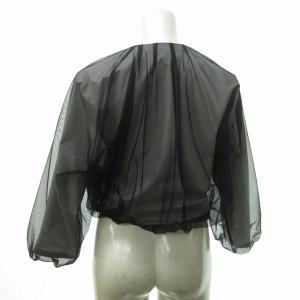 LANVIN COLLECTION コレクション 美品 近年 ジャケット カーディガン メッシュ シースルー 長袖 黒 ブラック 灰 グレー