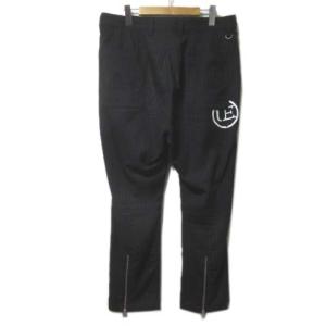 uniform experiment ストライプ スラックス パンツ UE-167061 プリント ボタンフライ 2タック 黒 ブラック 3 L 裾ジップ X 0321