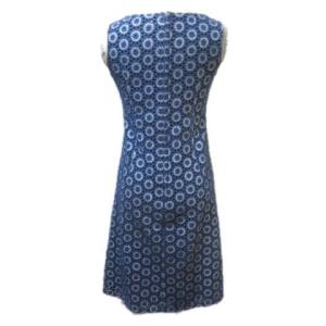 SYBILLA ワンピース ひざ丈 ノースリーブ 刺繍 青 ブルー M コットン X 0405