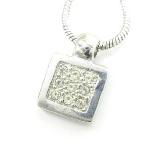 Dior ネックレス トロッター柄 ロゴ チェーン スクエア 青 ブルー 銀色 シルバーカラー ペンダント アクセサリー 0314 ECR17