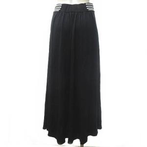 BORDERS at BALCONY ロング フレア スカート ミモレ丈 ボーダー 日本製 黒 ブラック 36 約S 0325