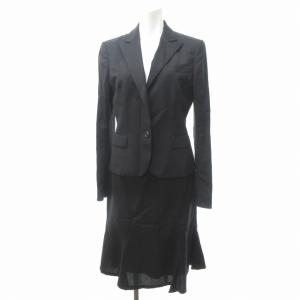 スカートスーツ セットアップ シングル 1B ビジネス フォーマル ストレッチ ウール 灰 グレー 11 13 約L XL