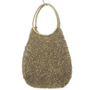 定番 ワイヤーバッグ トートバッグ スタンダードラウンド ハンドクラフト 手編み PVC ブロンズカラー 0414