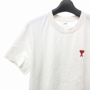 AMI Alexandre Mattiussi 近年 ロゴ刺繍 Tシャツ カットソー ハート 半袖 コットン 白 ホワイト XS 0428 MKS