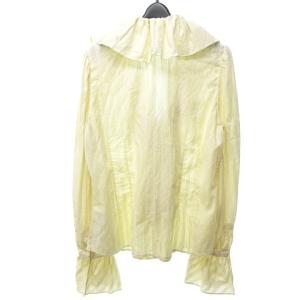 RALPH LAUREN 美品 フリル シャツ ブラウス パフスリーブ コットン 国内正規品 ペールカラー 薄黄色 イエロー 7 約S?M 0426