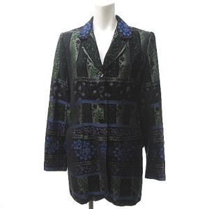KENZO 美品 シルク混 花刺繍 総柄 テーラードジャケット ブレザー フラワー 長袖 マルチ 38 約M 0423