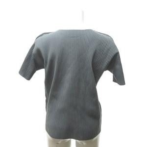 me ISSEY MIYAKE 美品 ウールライク プリーツカットソー Tシャツ 無地 半袖 グレー系 0424
