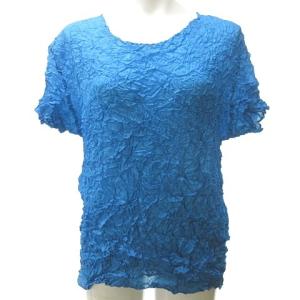 白タグ MERINGE メレンゲ シワ加工 シャツ カットソー クルーネック 日本製 IM94-FJ628 M 青 ブルー