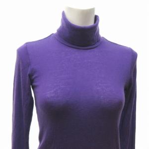 me ISSEY MIYAKE タートルネック ハイネック カットソー Tシャツ ロンT トップス ストレッチ 無地 長袖 MI54JK492 紫 パープル