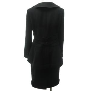 CHANEL 08A セットアップ スカートスーツ フラワー ボタン 裏地 カメリア柄 ひざ丈 ブラック 40