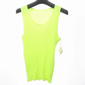 タグ付 ランダムプリーツ シャツ カットソー タンクトップ PP12-JK601-41 イッセイミヤケ 日本製 ネオンカラー