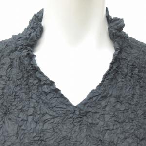 ISSEY MIYAKE 美品 シワ加工 プリーツ シャツ カットソー ブラウス バイカラー IM04FJ947 日本製 2 約M グレー ピンク MIK