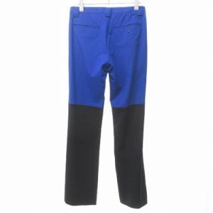 ISSEY MIYAKE 美品 バイカラー フレア パンツ スラックス IM21FF037 日本製 通年素材 3 約L 青 ブルー 黒 ブラック 0504