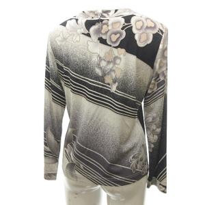 LEONARD FASHION 花柄プリント カットソー Tシャツ ロンT 総柄 長袖 0129515 白×黒系 M 0504