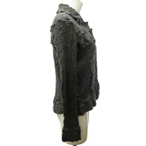 me ISSEY MIYAKE カリフラワー フリル シャツ ブラウス カーディガン ストレッチ シワ加工 襟付き 長袖 灰 グレー 0505