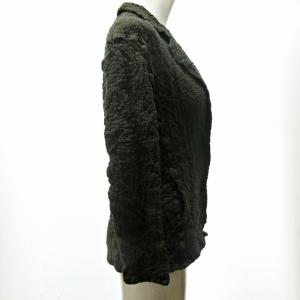 me ISSEY MIYAKE 美品 カリフラワー シャツ ジャケット ブレザー シワ加工 ストレッチ 7分袖 ロゴ釦 カーキ グリーン 系 0505