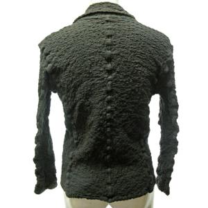 me ISSEY MIYAKE 美品 カリフラワー シャツ ジャケット ブレザー シワ加工 ストレッチ 7分袖 ロゴ釦 カーキ グリーン 系 0505