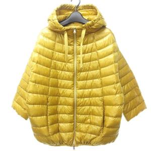 HERNO ダウン ジャケット ブルゾン ポンチョ フード 7分袖 国内正規品 42 約L イエロー 0506