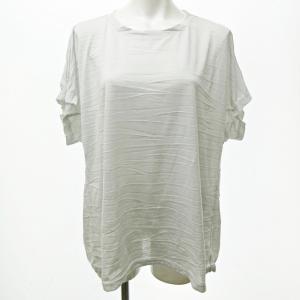 美品 19SS シワ加工 Tシャツ チュニック カットソー 変形デザイン 半袖 灰 ライトグレー 0507