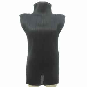 PLEATS PLEASE ISSEY MIYAKE PP04-JK603 ハイネック ランダムプリーツ カットソー サイドスリット ノースリーブ