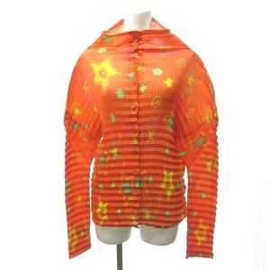 90's プリーツ加工 カーディガン ジャケット 総柄 星 ブラウス